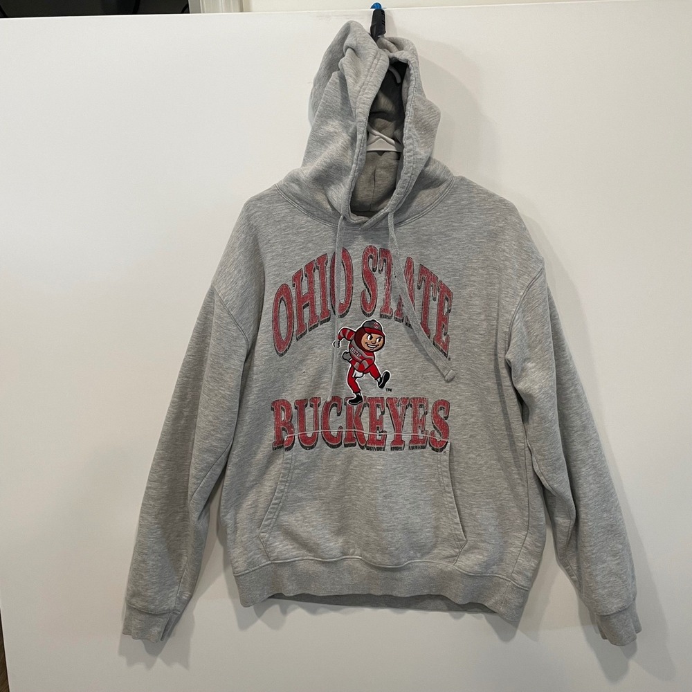 Goodie Two Sleeves Ohio State Buckeyes Hoodie Gray‎ Brutus Mascot Men's M